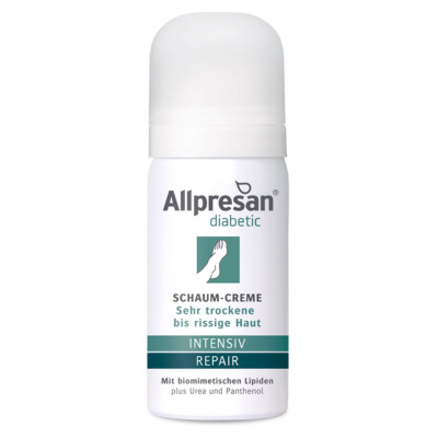 Крем-піна для сухої, потрісканої шкіри стоп та гомілок діабетиків, Allpresan Diabetic Intensive+Repair з сечовиною
