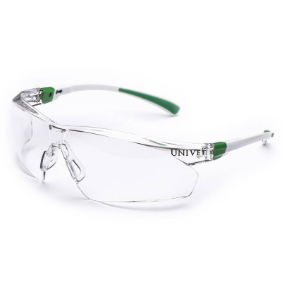 Окуляри захисні 506U незапотіваючі, покриття від подряпин, біло зелена оправа, регул. дужок Univet (Італія)