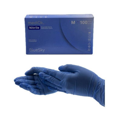 Рукавички нітрилові Mediok Light розмір на вибір, 100 шт Блакитні