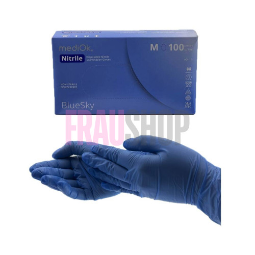 Рукавички нітрилові Mediok Light розмір на вибір, 100 шт Блакитні