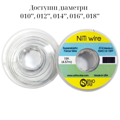 Титановий дріт моток 457 см, NiTi Wire, OrthoStar (США), діаметр на вибір